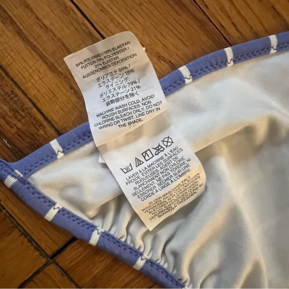 J.Crew Bikini Set -  Light Blue and White Striped String - Top M Bottom L - Picture 11 of 13